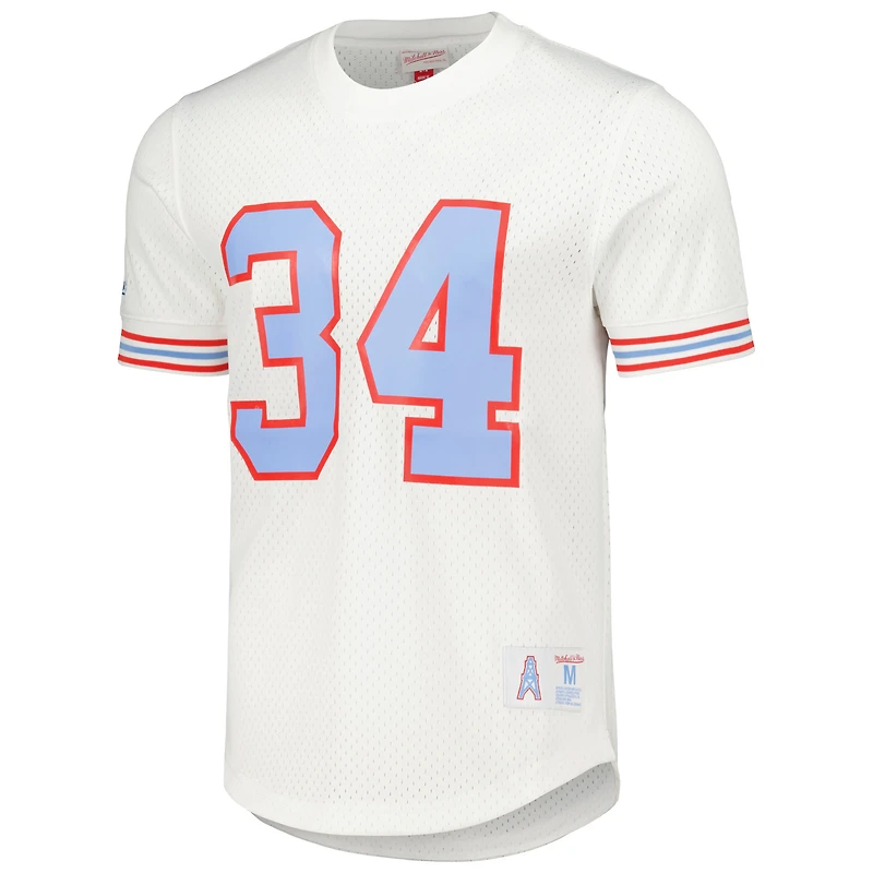 Mitchell & Ness Earl Campbell blanc Houston Oilers Gridiron Classics nom et numéro du joueur retraité haut en maille