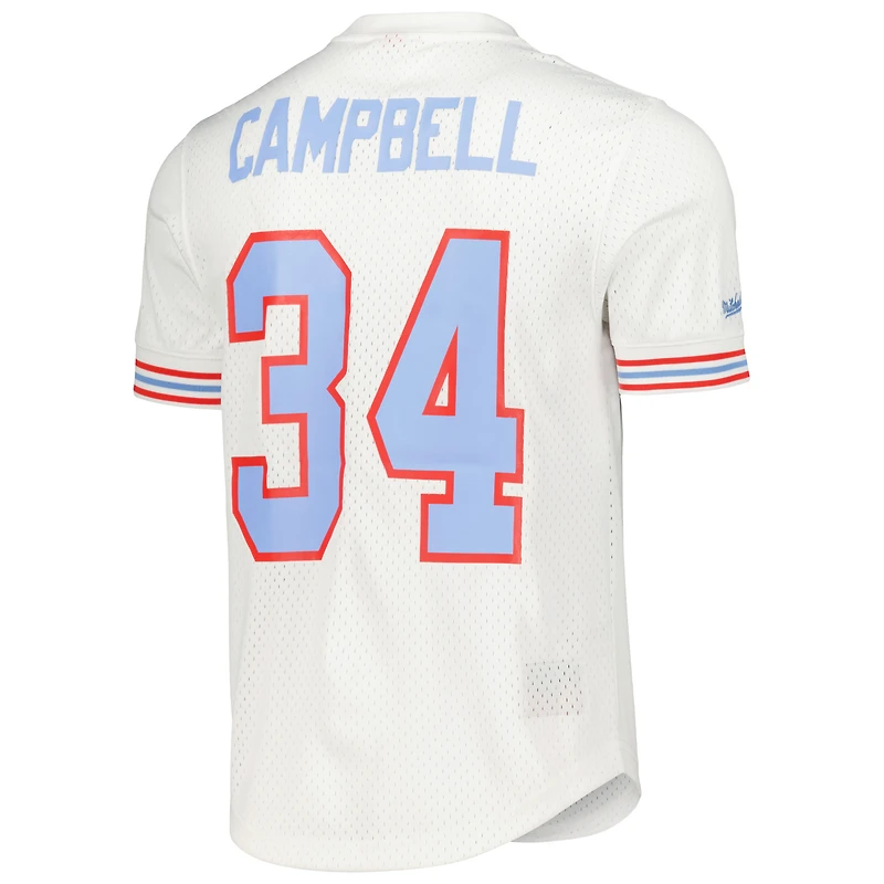 Mitchell & Ness Earl Campbell blanc Houston Oilers Gridiron Classics nom et numéro du joueur retraité haut en maille