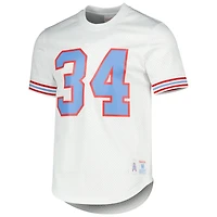 T-shirt en maille Mitchell & Ness pour homme, blanc, à l'effigie d'Earl Campbell, joueur des Houston Oilers, retiré. Nom et numéro du joueur.