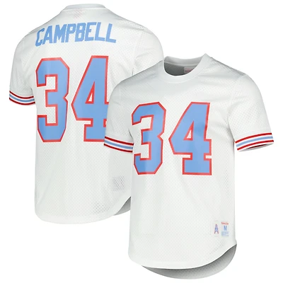 Mitchell & Ness Earl Campbell blanc Houston Oilers nom et numéro joueur retraité haut en maille