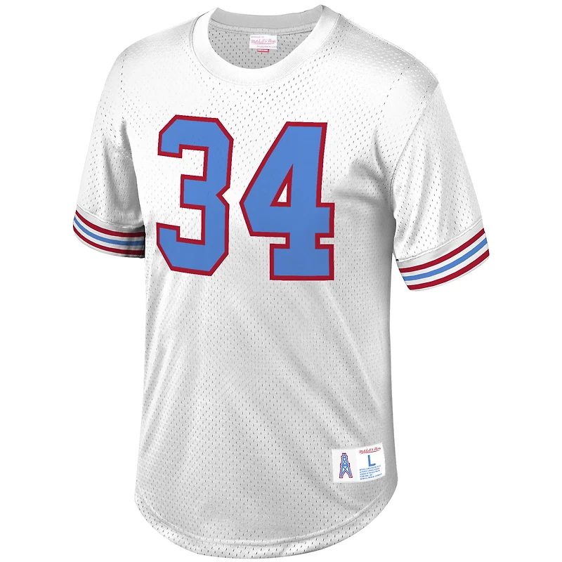 Haut en maille blanc avec nom et numéro du joueur retraité Mitchell & Ness Earl Campbell des Houston Oilers