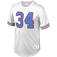 Haut en maille blanc avec nom et numéro du joueur retraité Mitchell & Ness Earl Campbell des Houston Oilers