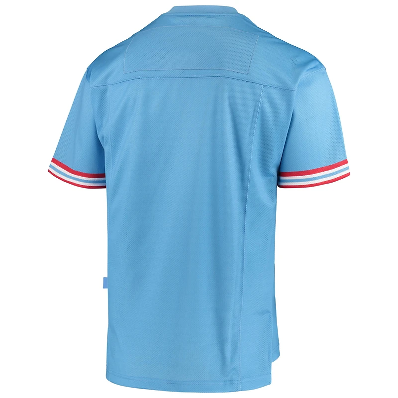 Men's Mitchell & Ness Light Blue Houston Oilers Big Face Historic Logo V-Neck T-Shirt