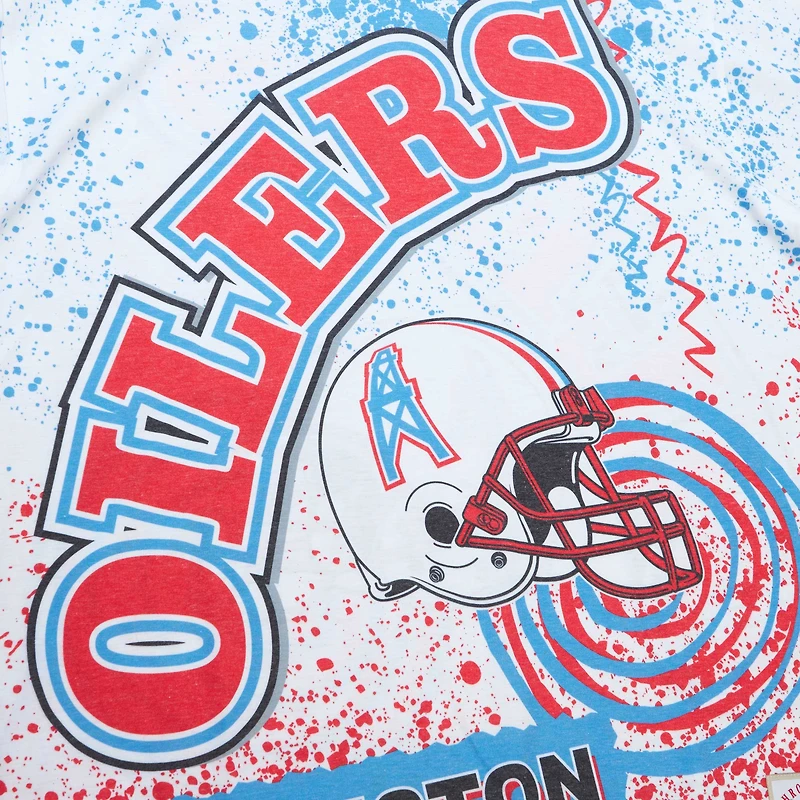 T-shirt sublimé blanc Mitchell & Ness Team Burst des Houston Oilers pour hommes