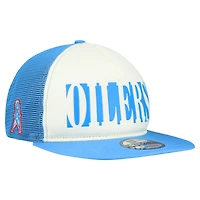Men's New Era Cream/Light Blue Houston Oilers Gridiron Classics  Cutout A-Frame 9FIFTY Snapback Hat