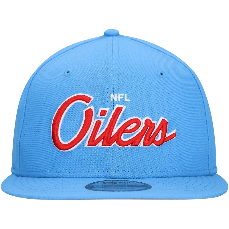 Men's New Era Light Blue Houston Oilers Gridiron Classics Main Script 9FIFTY Snapback Hat