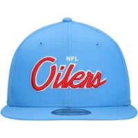 Men's New Era Light Blue Houston Oilers Gridiron Classics Main Script 9FIFTY Snapback Hat