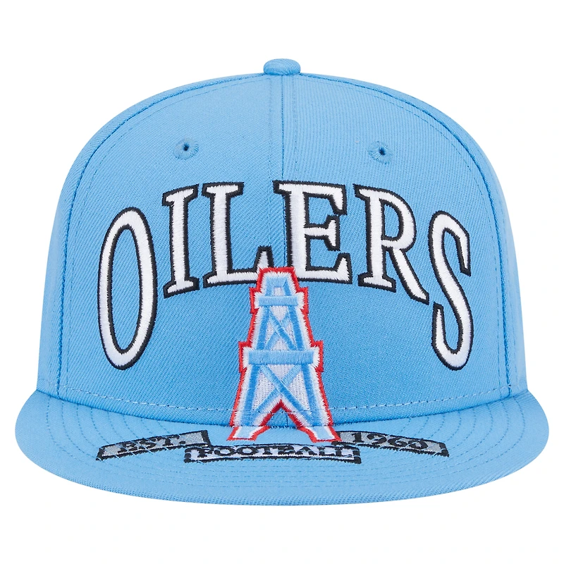 Men's New Era Light Blue Houston Oilers  Gridiron Classics Oversized 59FIFTY Fitted Hat