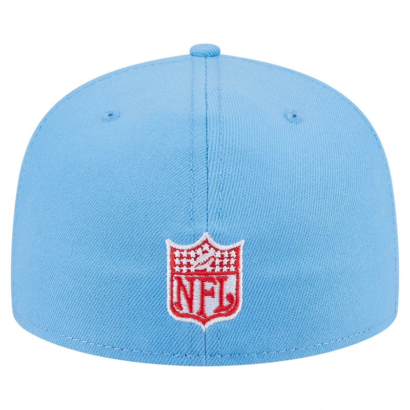 Men's New Era Light Blue Houston Oilers  Gridiron Classics Oversized 59FIFTY Fitted Hat