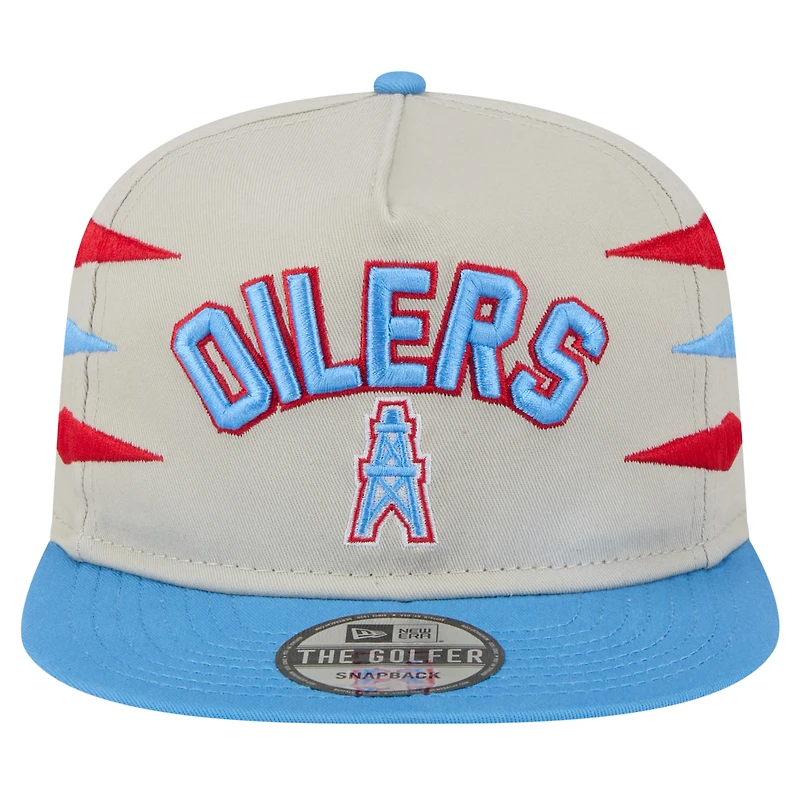 Casquette de golf athlétique à visière snapback pour homme New Era Stone/Light Blue Houston Oilers