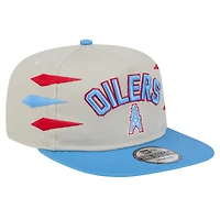 Casquette de golf athlétique à visière snapback pour homme New Era Stone/Light Blue Houston Oilers
