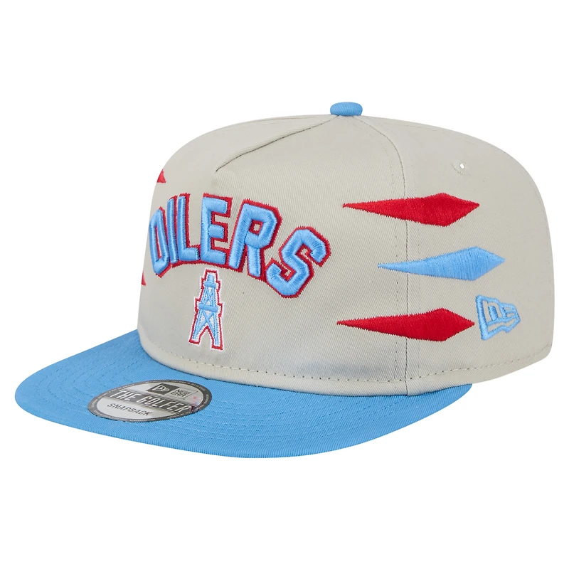 Casquette de golf athlétique à visière snapback pour homme New Era Stone/Light Blue Houston Oilers