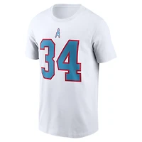 T-shirt Nike pour homme, blanc, avec nom et numéro retirés des Houston Oilers, Earl Campbell