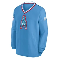 Pull coupe-vent à col en V Nike bleu clair Houston Oilers Gridiron Classics pour homme