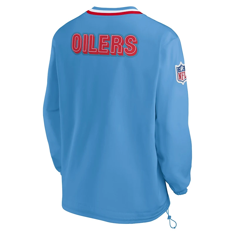 Men's Nike  Light Blue Houston Oilers Gridiron Classics Sideline V-Neck Pullover Windshirt