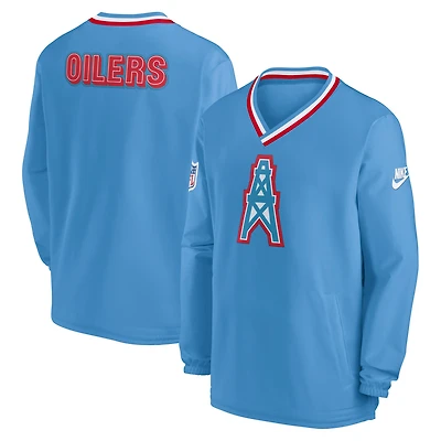 Pull coupe-vent à col en V Nike bleu clair Houston Oilers Gridiron Classics pour homme