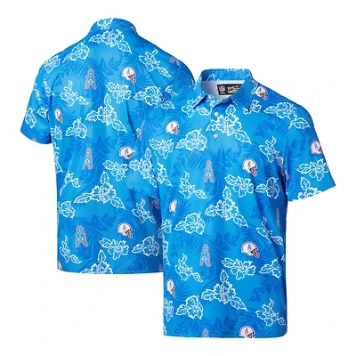 Polo de performance rétro bleu clair Reyn Spooner pour homme, modèle Pua, des Houston Oilers.