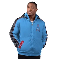Veste à capuche entièrement zippée Starter bleu clair Houston Oilers Thursday Night Gridiron pour homme