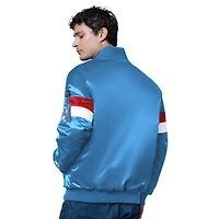 Men's Starter Light Blue Houston Oilers Triple Option Satin Varsity Vintage Logo Full-Snap Jacket