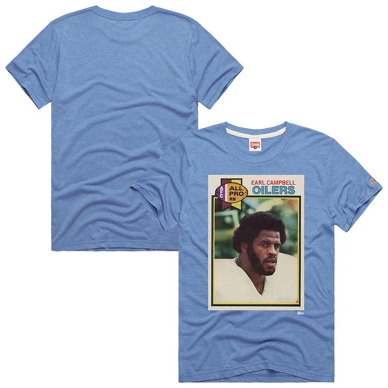 Unisex Homage Earl Campbell Light Blue Houston Oilers Gridiron Classics NFL Topps Trading Card Tri-Blend T-Shirt