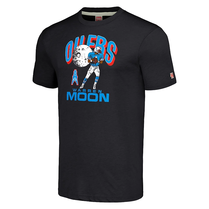 T-shirt unisexe hommage Warren Moon anthracite, joueur retraité des Houston Oilers, caricature, tri-blend