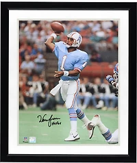 Warren Moon Houston Oilers Autographed 16" x 20" Light Blue Jersey Throwing Photograph with "HOF 06" Inscription