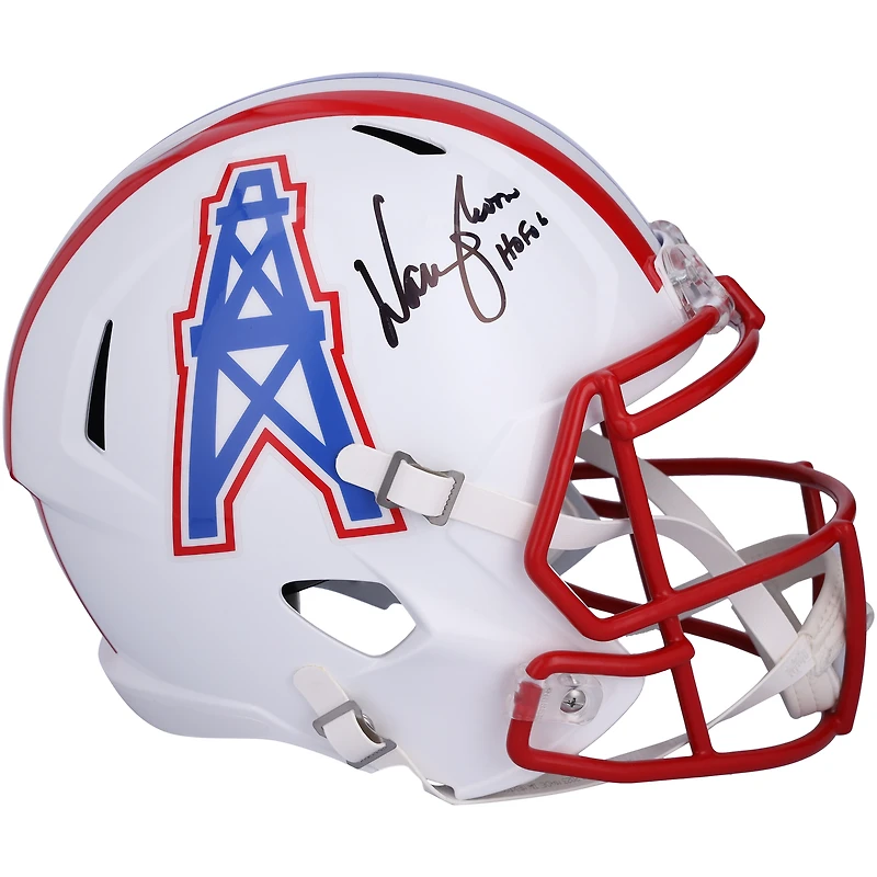 Casque réplique autographié par Warren Moon des Houston Oilers de 1981 à 1998 avec inscription « HOF 06 »