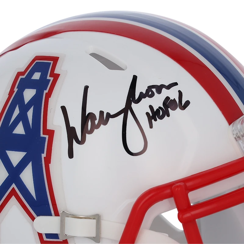 Casque Speed ​​Mini autographié par Warren Moon des Houston Oilers de 1981 à 1998 avec inscription « HOF 06 »