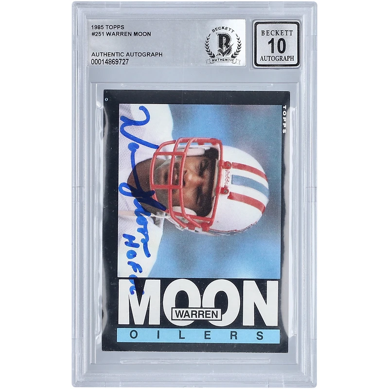 Warren Moon Houston Oilers Carte 10 authentifiée autographiée Topps #251 BAS 1985 avec inscription « HOF 06 »