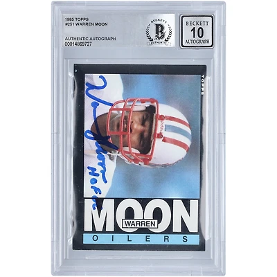 Warren Moon Houston Oilers Carte 10 authentifiée autographiée Topps #251 BAS 1985 avec inscription « HOF 06 »
