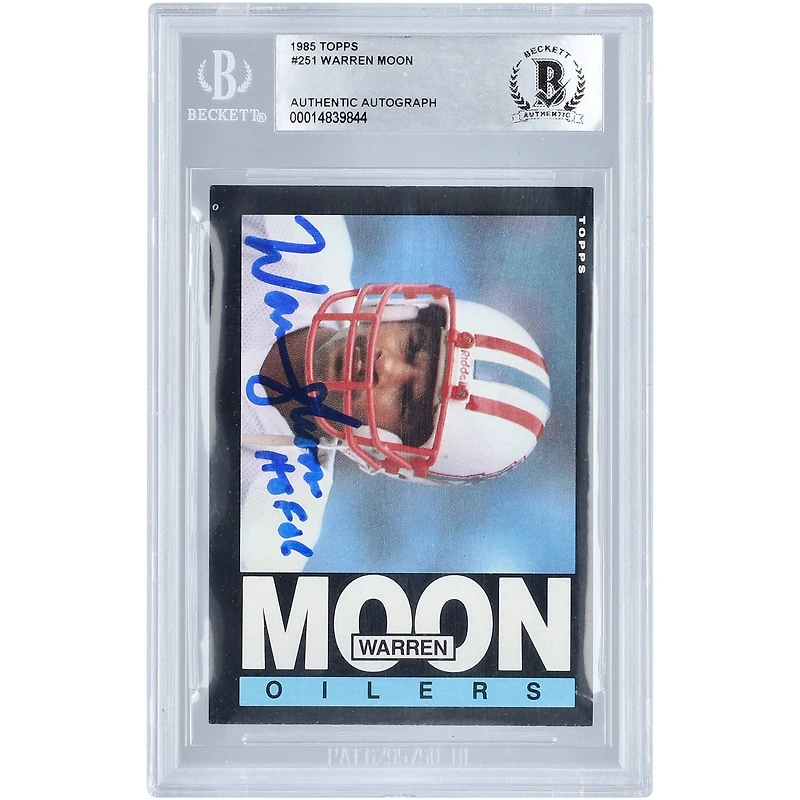 Warren Moon Houston Oilers Autographed 1985 Topps #251 BAS Authenticated Card with "HOF 06" Inscription