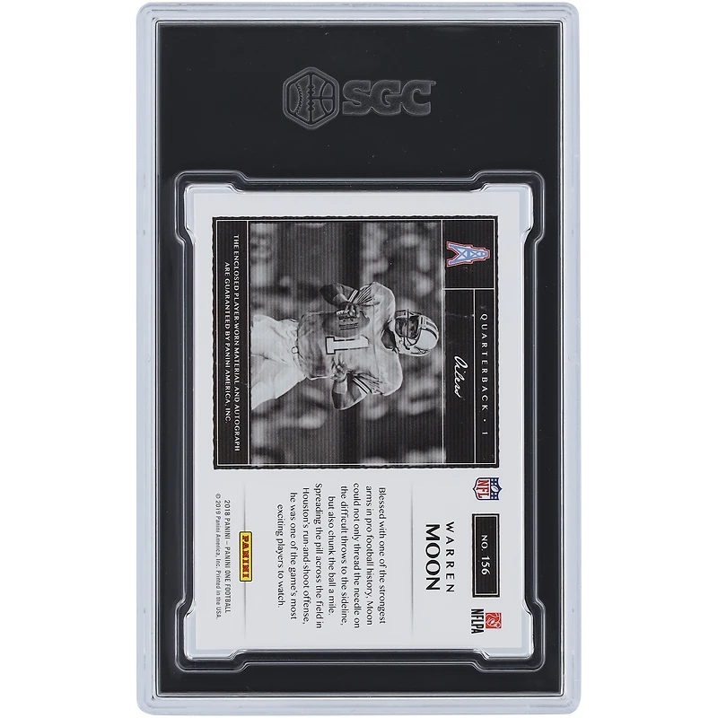 Warren Moon Houston Oilers Autographed 2018 Panini One Dual Tri-Color Relic Patch #156 #32/35 SGC Authenticated 8.5 Card