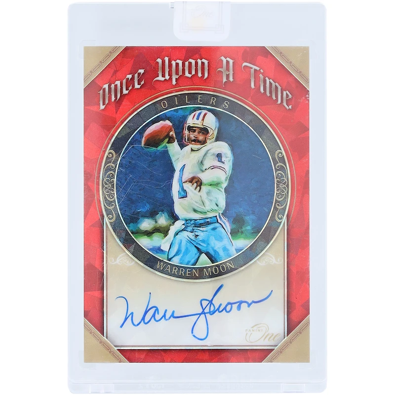 Carte autographiée par Warren Moon des Houston Oilers (2021 Panini One Once Upon A Time Red Ice #359 #3/7)
