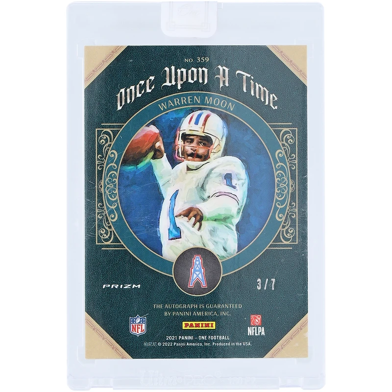 Warren Moon Houston Oilers Autographed 2021 Panini One Once Upon A Time Red Ice #359 #3/7 Card