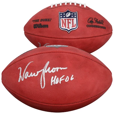 Ballon de football américain Wilson Duke en couleurs, autographié par Warren Moon des Houston Oilers, avec inscription « HOF 06 ».
