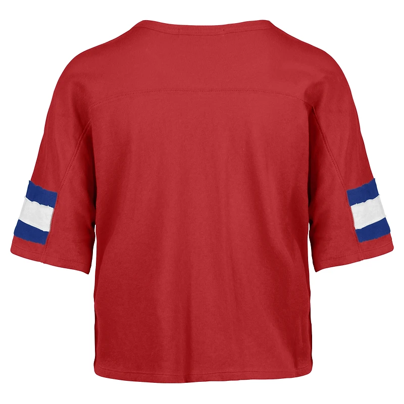 T-shirt court à col en V pour femme '47 Red Houston Oilers Gridiron Classics Double Header Scout