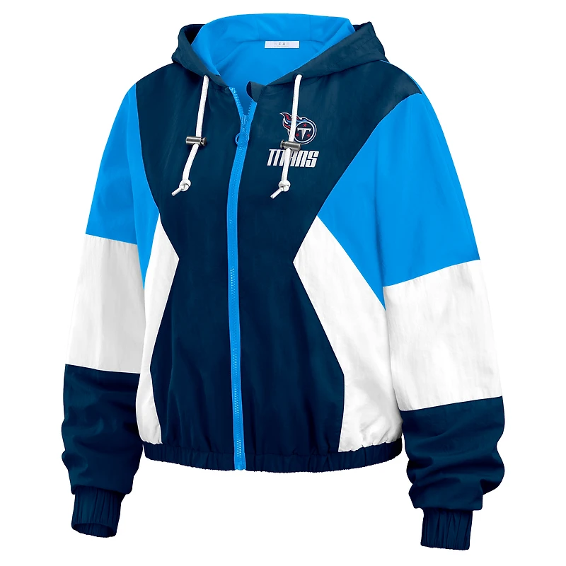 Veste coupe-vent zippée à blocs de couleurs grande taille pour femme WEAR by Erin Andrews bleu marine/bleu clair des Houston Oilers