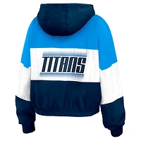 Veste coupe-vent zippée à blocs de couleurs grande taille pour femme WEAR by Erin Andrews bleu marine/bleu clair des Houston Oilers
