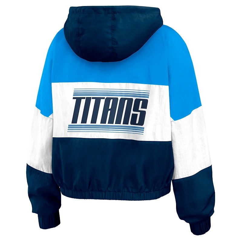 Women's WEAR by Erin Andrews Navy/Light Blue Houston Oilers Plus Color Block Full-Zip Windbreaker Jacket