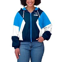 Veste coupe-vent zippée à blocs de couleurs grande taille pour femme WEAR by Erin Andrews bleu marine/bleu clair des Houston Oilers