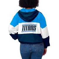 Women's WEAR by Erin Andrews Navy/Light Blue Houston Oilers Plus Color Block Full-Zip Windbreaker Jacket