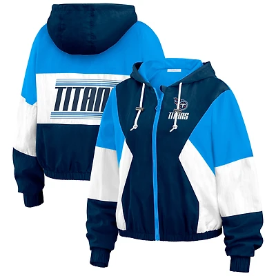 Veste coupe-vent zippée à blocs de couleurs grande taille pour femme WEAR by Erin Andrews bleu marine/bleu clair des Houston Oilers