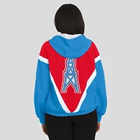 Women's WEAR by Erin Andrews Red/Light Blue Tennessee Titans Retro Crinkle Full-Zip Hoodie Windbreaker