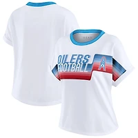 T-shirt court à rayures centrales blanc pour femme WEAR by Erin Andrews des Oilers de Houston