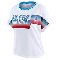 T-shirt court à rayures centrales blanc pour femme WEAR by Erin Andrews des Oilers de Houston