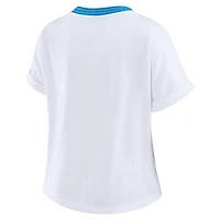 T-shirt court à rayures centrales blanc pour femme WEAR by Erin Andrews des Oilers de Houston