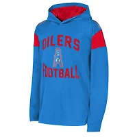 T-shirt à capuche manches longues rétro bleu clair pour jeunes Houston Oilers The Champ is Here