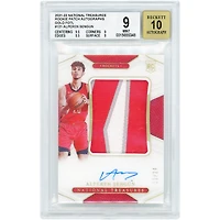 Carte de recrue autographiée d'Alperen Şengün (Houston Rockets) 2021-22 Panini National Treasures Tri-Color RPA FOTL Gold #121 #12/24, authentifiée BGS 9/10 - Sous-notes : 9,5, 9, 8,5, 9