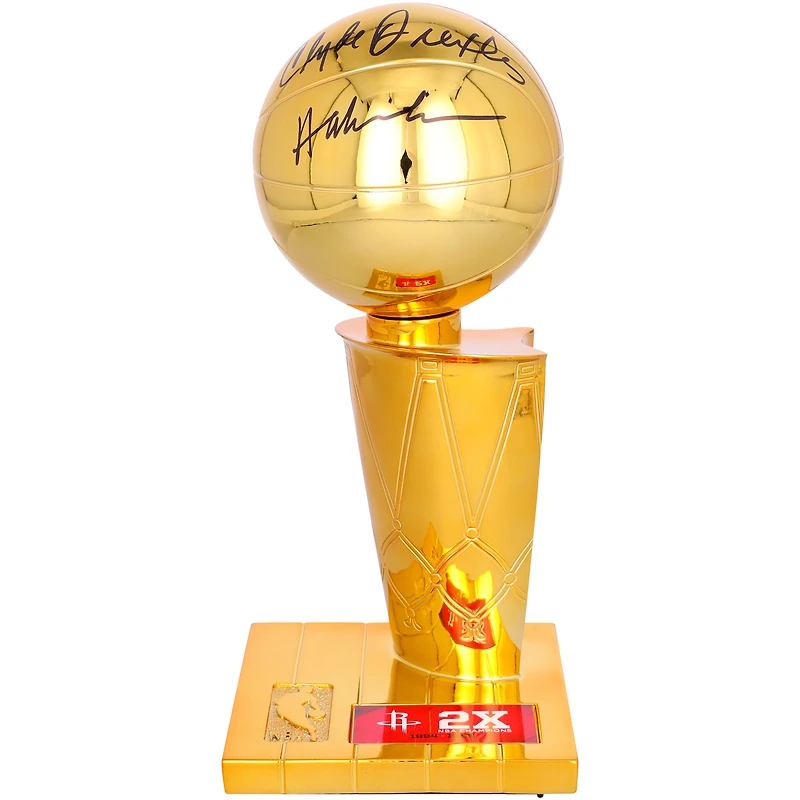 Clyde Drexler & Hakeem Olajuwon Houston Rockets Autographed NBA Finals Champions 12" Larry O'Brien Replica Trophy