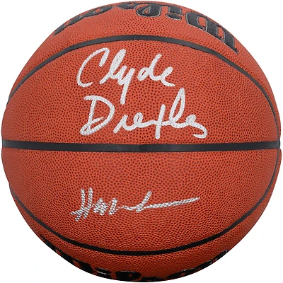 Clyde Drexler & Hakeem Olajuwon Houston Rockets Autographed Wilson Authentic Series Indoor/Outdoor Basketball